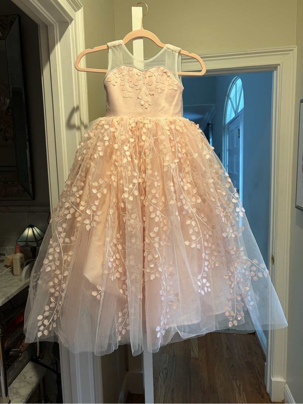 Dollcake Blush Pink Floral Appliqué Tulle Party Dress